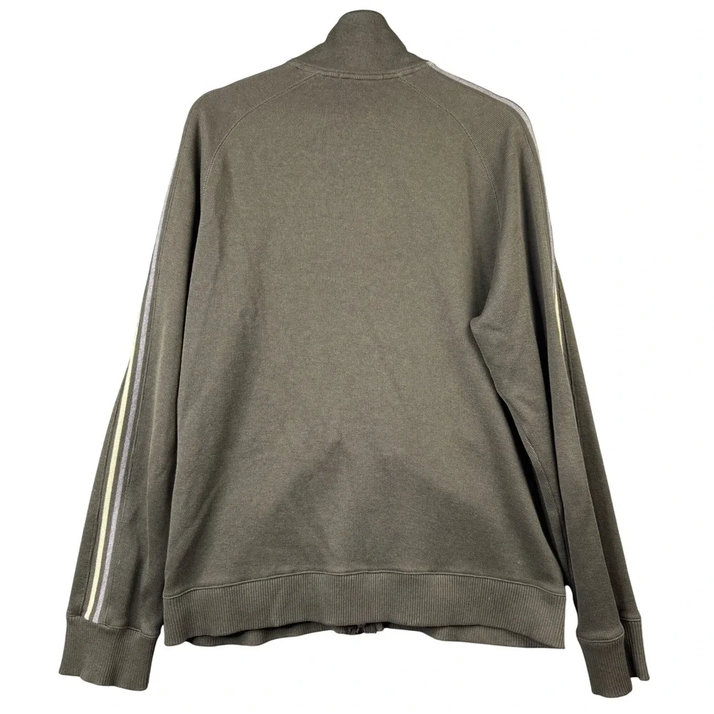 Banana Republic Mens Olive Green Cotton Full Zip Track Jacket Side Stripe Large